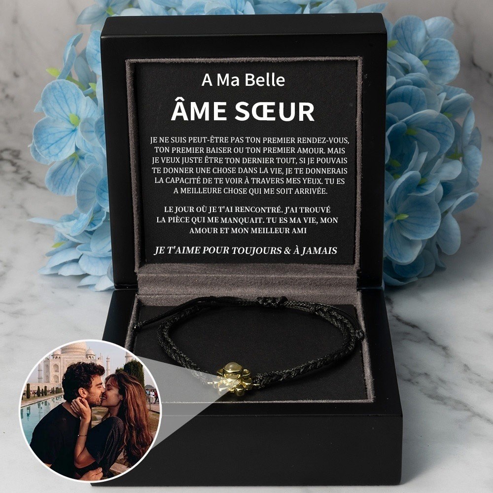 Idées de cadeaux d'anniversaire de Saint-Valentin pour un bracelet de projection photo personnalisé pour l'âme sœur