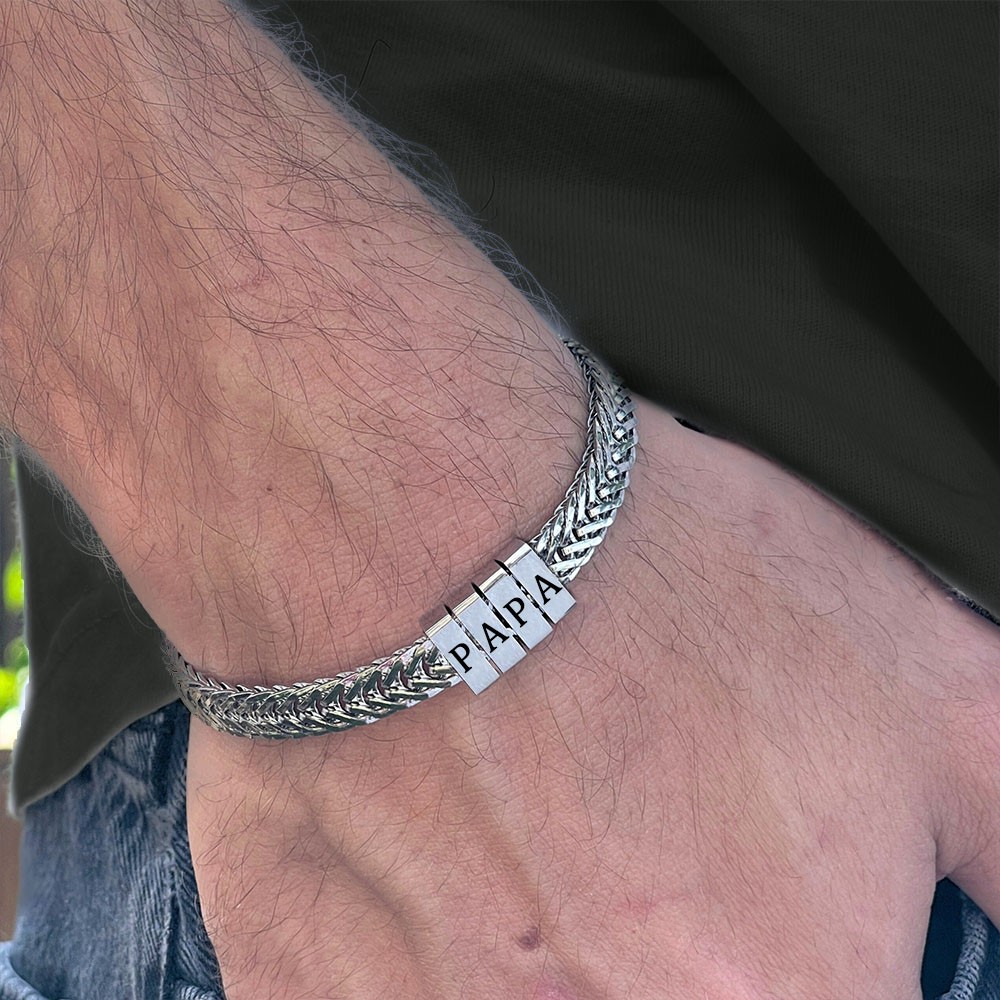 Bracelet Homme Personnalisé Avec Perles Personnalisées Cadeau Pour Papa Cadeaux Fête des Pères