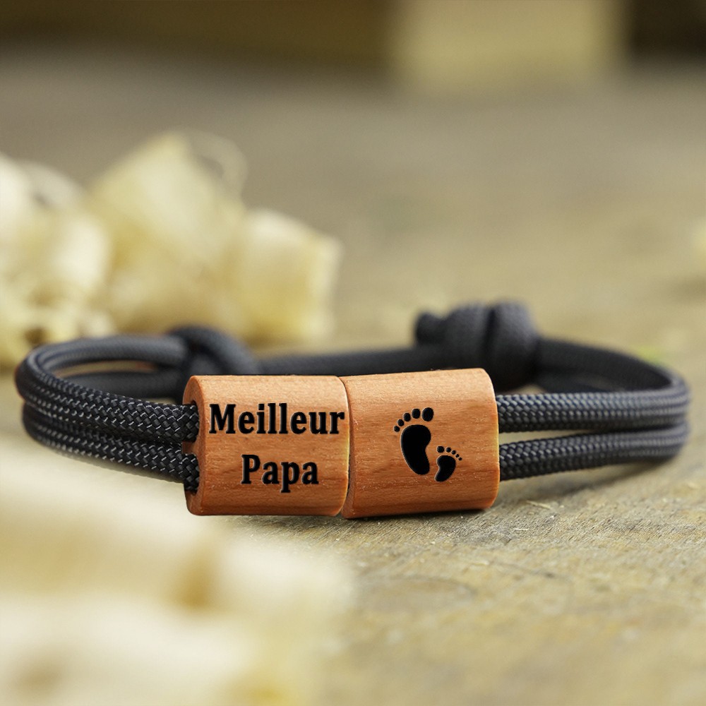 Bracelet personnalisé du meilleur papa pour hommes avec des perles personnalisées pour la fête des pères