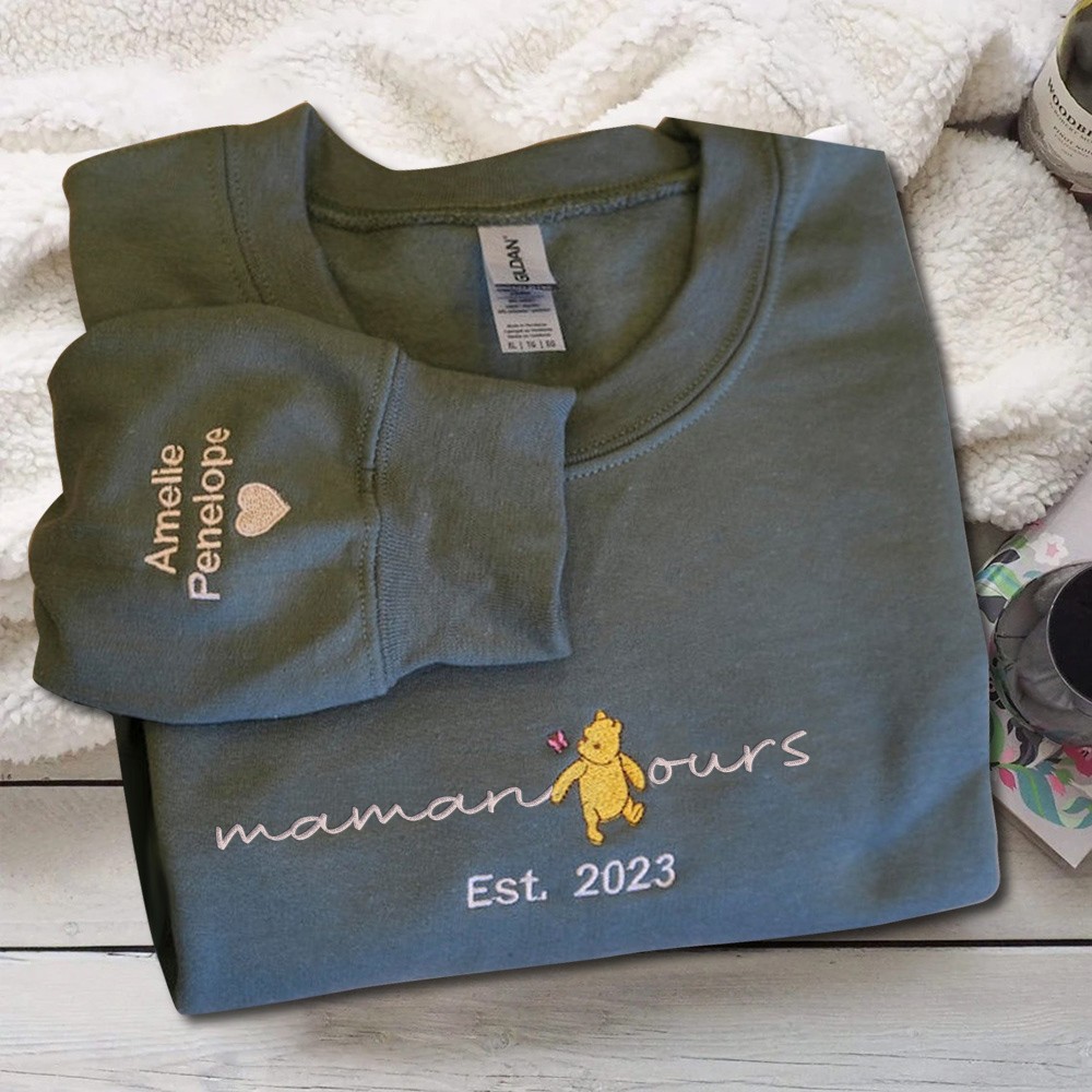 Ours brodé personnalisé Sweat-shirt Mama Idées cadeaux pour Noël Cadeau de famille