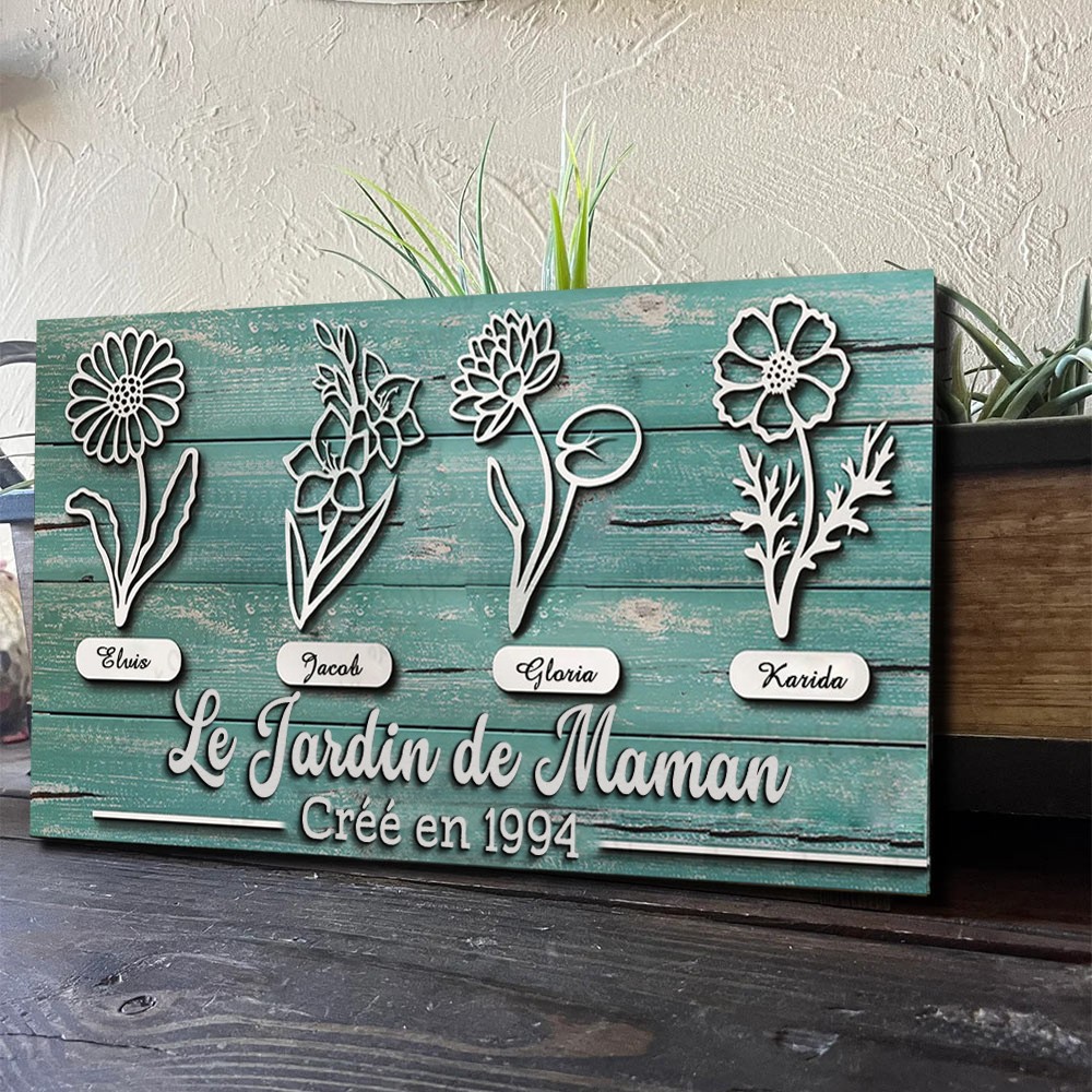 Jardin personnalisé de Mimi Naissance Fleur Panneau En Bois Maison Art Décor Pour Mamie Maman