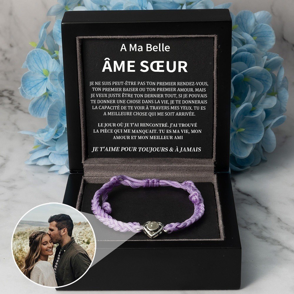 Bracelet de projection photo personnalisé Idées de cadeaux d'anniversaire de Saint-Valentin pour l'âme sœur
