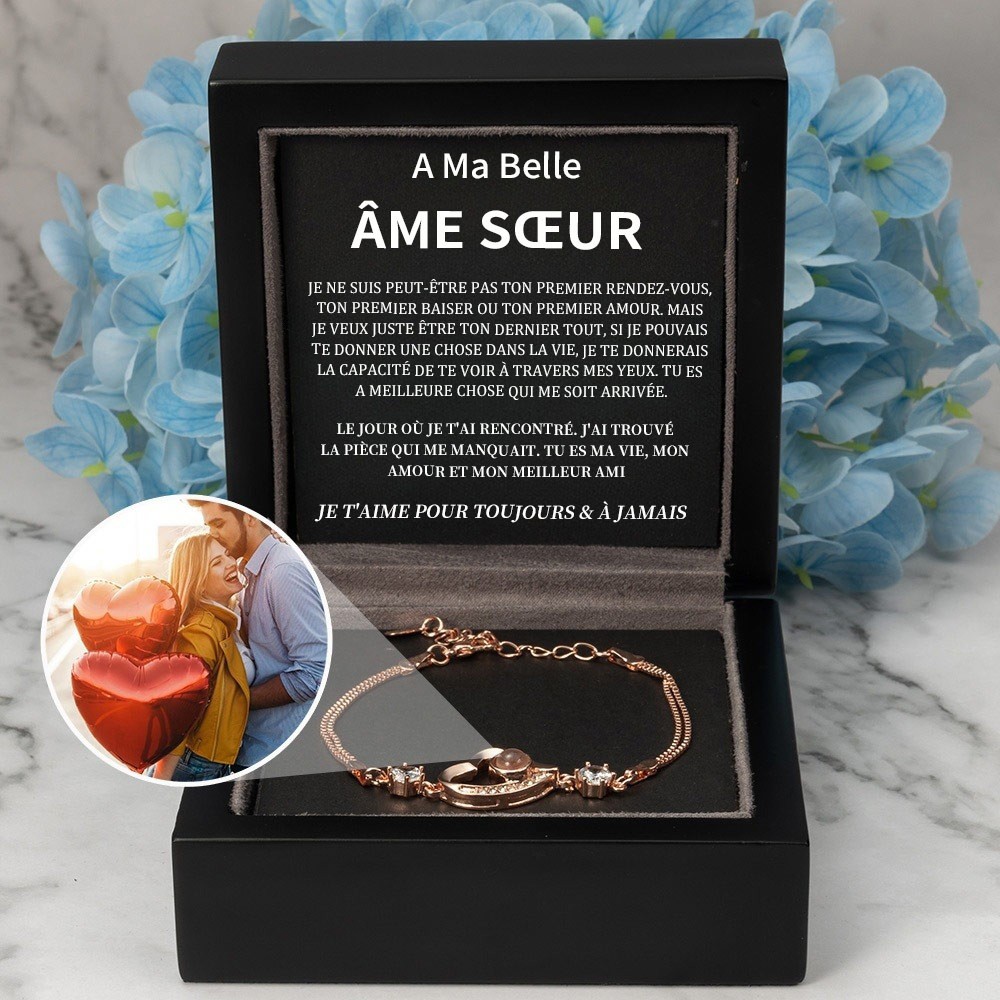 Bracelet de projection photo personnalisé Idées cadeaux d'anniversaire de Saint-Valentin pour l'âme sœur