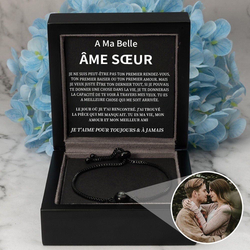 Bracelet de projection photo personnalisé Idées cadeaux d'anniversaire de Saint-Valentin pour l'âme sœur