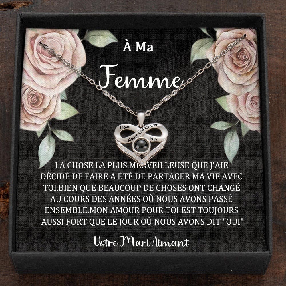 Collier de projection photo personnalisé Idées de cadeaux d'anniversaire pour l'âme sœur