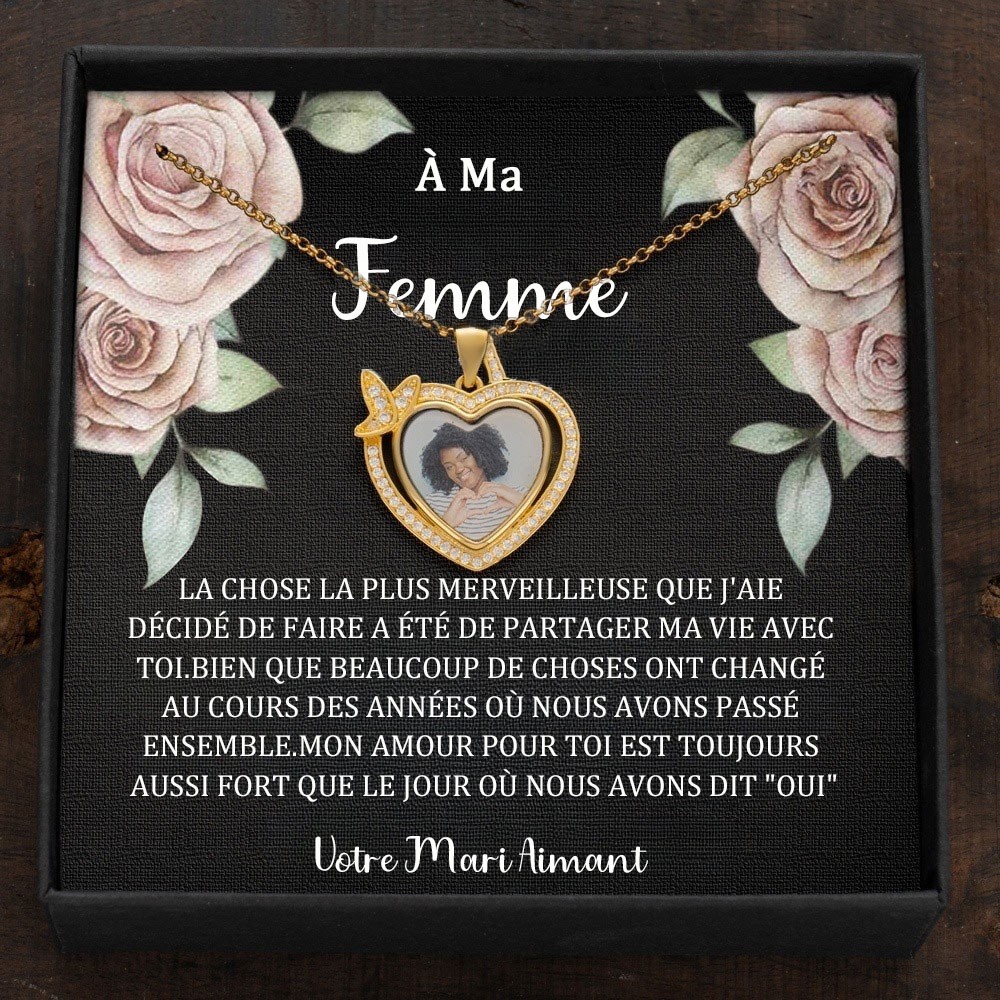Idées de cadeaux d'anniversaire pour un collier photo personnalisé pour votre âme sœur