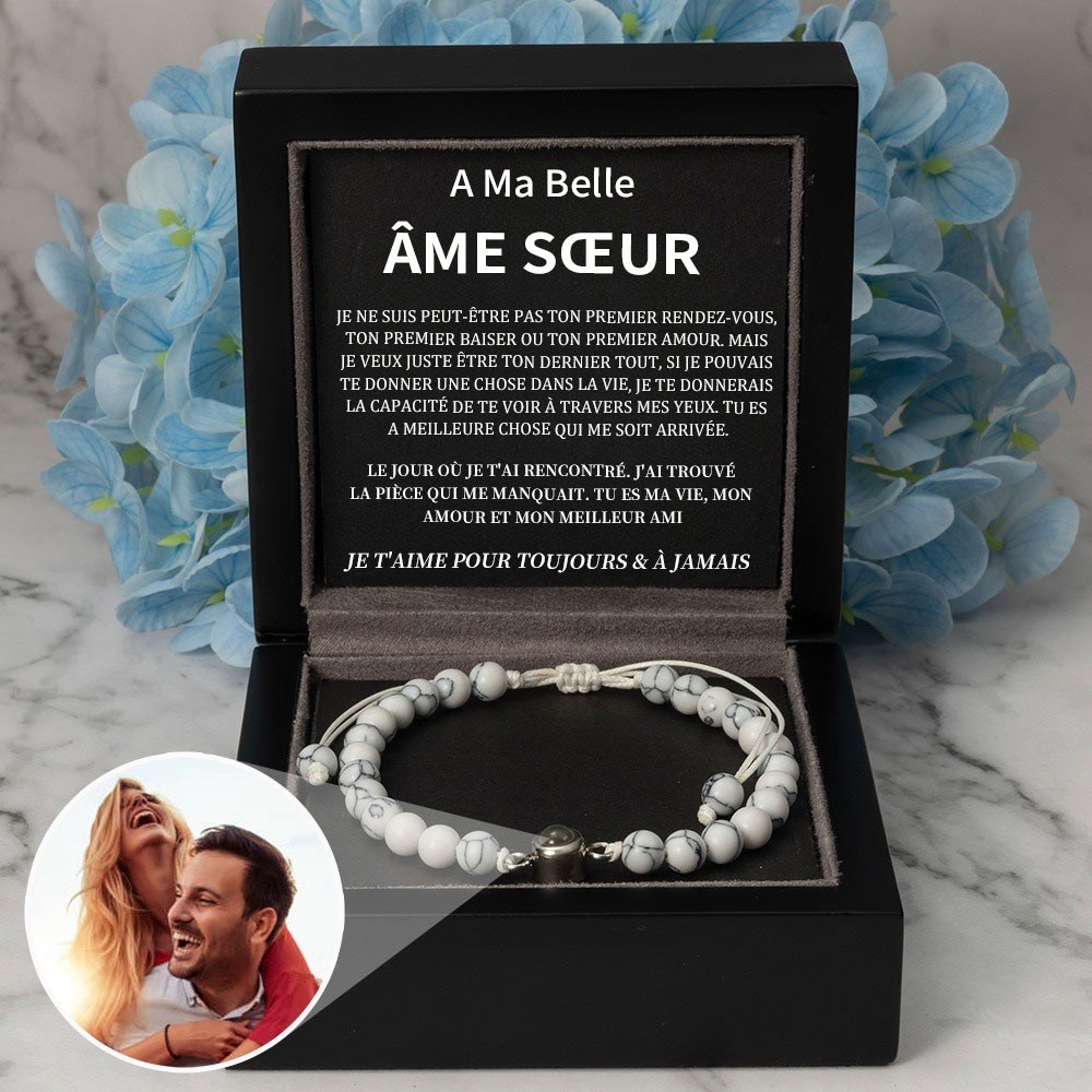 Idées de cadeaux d'anniversaire de Saint-Valentin pour un bracelet de projection photo personnalisé pour l'âme sœur