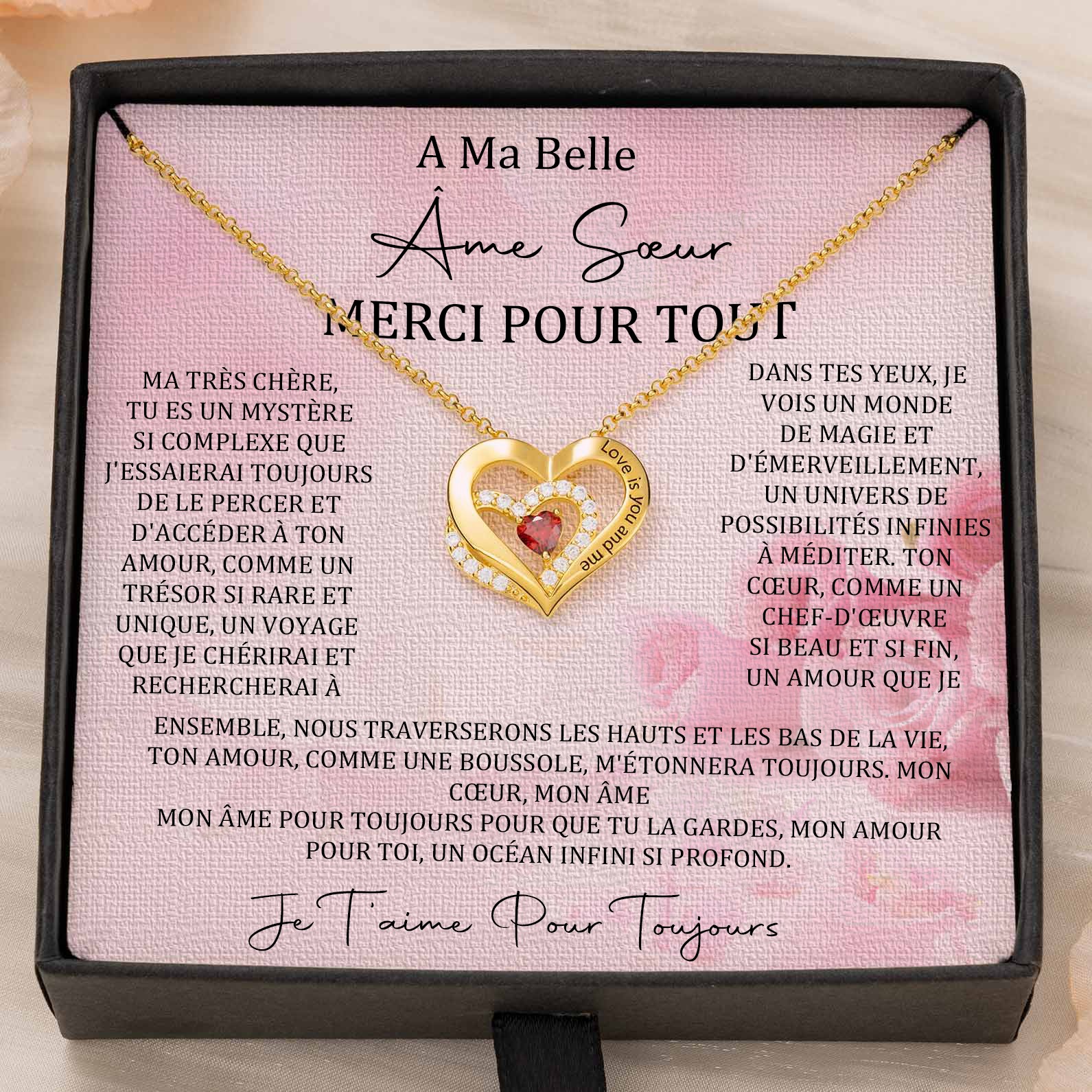 Collier coeur personnalisé de noms de couple avec pierres de naissance Cadeaux de la Saint-Valentin