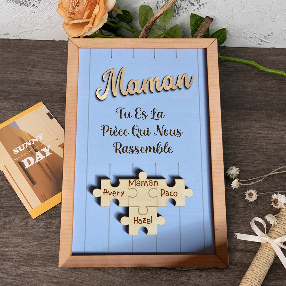 Panneau de puzzle personnalisé pour maman Panneau en bois unique pour cadeau de fête des mères