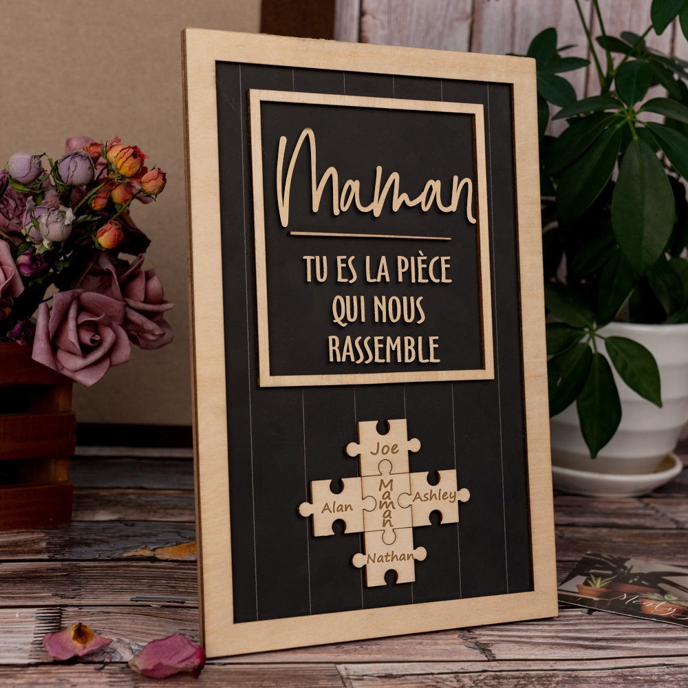 Panneau de puzzle personnalisé pour maman Panneau en bois unique pour cadeau de fête des mères