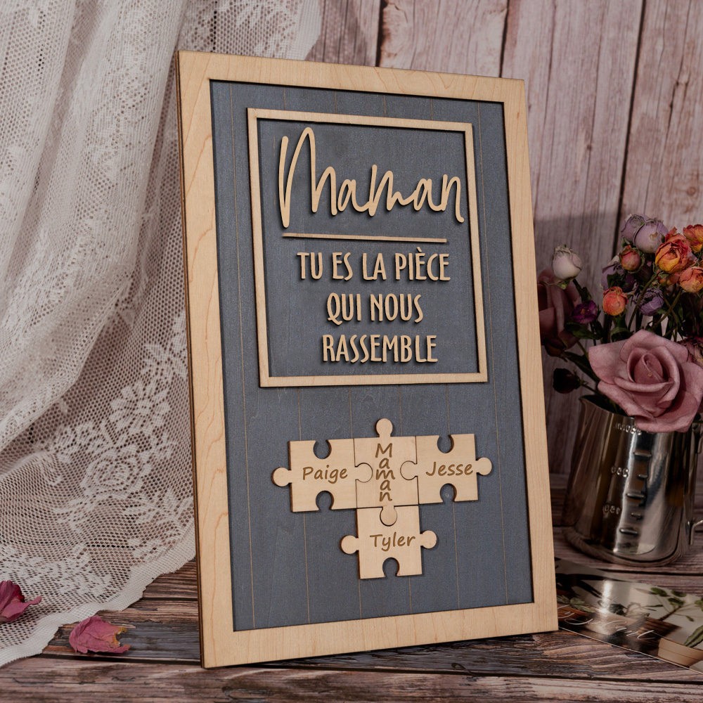 Panneau de puzzle personnalisé pour maman Panneau en bois unique pour cadeau de fête des mères