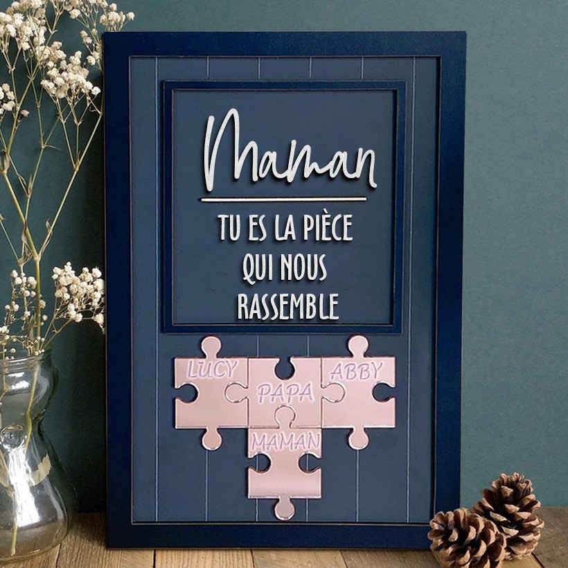 Signe de puzzle de maman personnalisé avec pièce de nom qui nous maintient ensemble pour le cadeau de la fête des mères