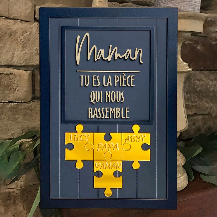 Signe de puzzle de maman personnalisé avec pièce de nom qui nous maintient ensemble pour le cadeau de la fête des mères