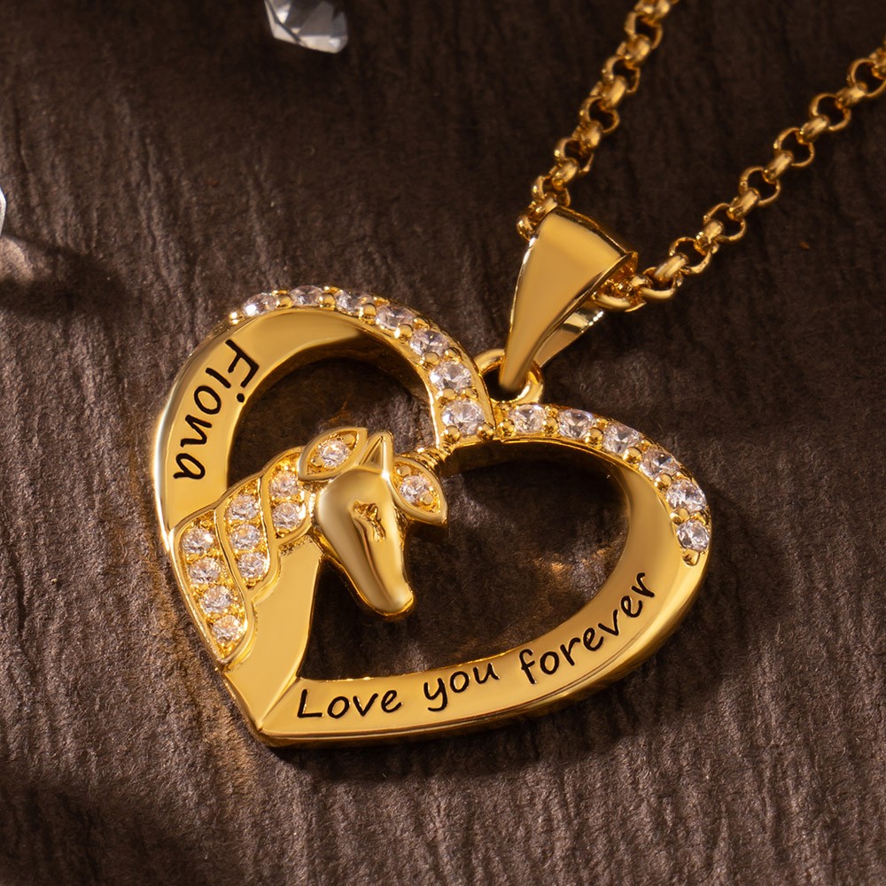 Collier de cheval personnalisé avec message secret personnalisé pour petite amie épouse amoureux des chevaux