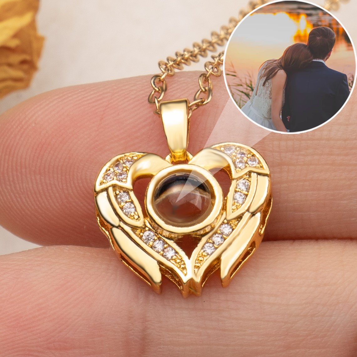Collier de breloques de projection photo personnalisé pour l’âme sœur de la Saint-Valentin