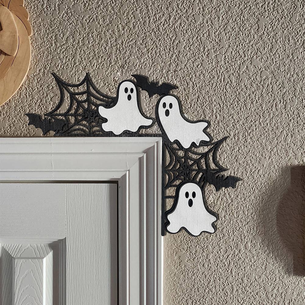Panneau de porte fantôme d'Halloween, décoration d'angle pour la maison