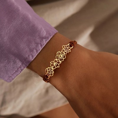 Personnalisé fait à la main Naissance Fleur Bracelet Cadeau de famille Pour Maman Anniversaire Noël