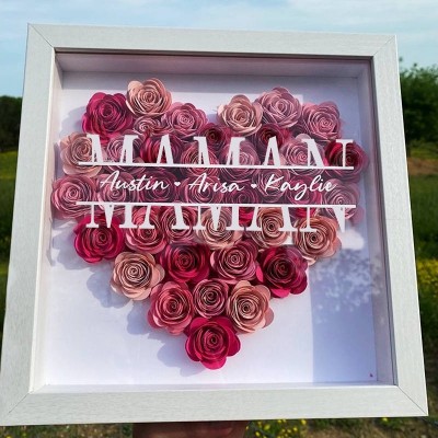 Coffret à fleurs personnalisé pour maman avec les noms des enfants pour un cadeau de fête des mères