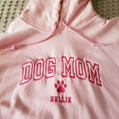Sweat à capuche personnalisé avec empreinte de patte brodée avec contour d'oreille de chien pour cadeau pour maman de chien amoureux des animaux de compagnie