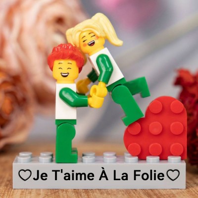 Figurines Miniatures de Couple Personnalisées avec Ses Prénoms à Elle et Lui Cadeau pour la Saint-Valentin