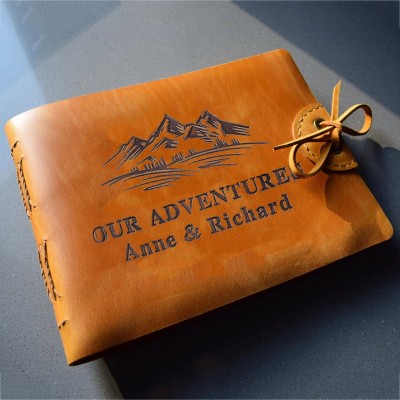 Notre livre d'aventures Album photo de voyage personnalisé en cuir Idées cadeaux pour la Saint-Valentin et les anniversaires