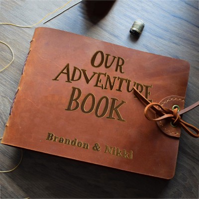Notre livre d'aventures Album photo personnalisé en cuir Idées cadeaux pour la Saint-Valentin et les anniversaires