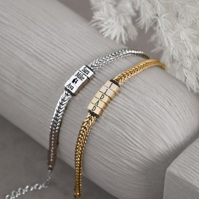 Bracelet Homme Personnalisé Avec Perles Personnalisées Cadeau Pour Papa Cadeaux Fête des Pères