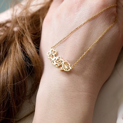 Collier de fleurs de naissance multiples personnalisé cadeaux pour maman grand-mère fête des mères