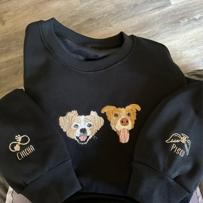 Sweat-shirt personnalisé brodé de portrait d’animal de compagnie pour les cadeaux d’amoureux des animaux