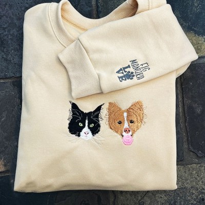 Sweat-shirt personnalisé brodé de portrait d’animal de compagnie pour les cadeaux d’amoureux des animaux