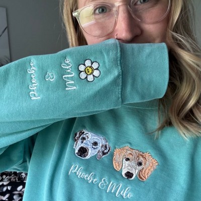 Sweat-shirt personnalisé brodé de portrait d’animal de compagnie pour les cadeaux d’amoureux des animaux