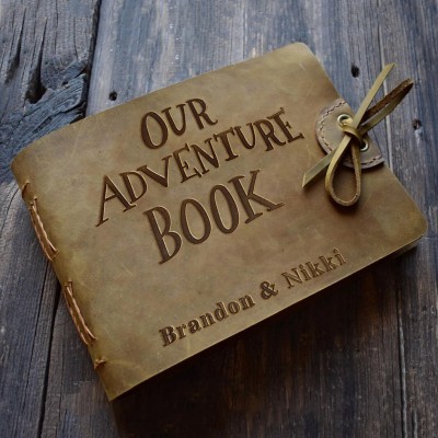 Notre livre d'aventures Album photo personnalisé en cuir Idées cadeaux pour la Saint-Valentin et les anniversaires