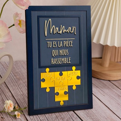 Signe de puzzle de maman personnalisé avec pièce de nom qui nous maintient ensemble pour le cadeau de la fête des mères