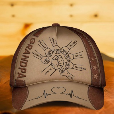 Casquette de poing personnalisée avec des noms d’enfants pour le cadeau de fête des pères