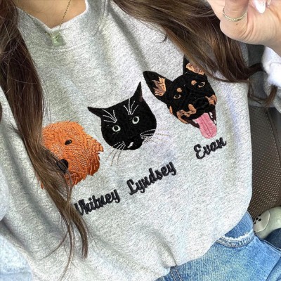 Sweat-shirt pour animal de compagnie brodé personnalisé pour chien chat amoureux cadeau