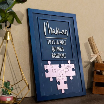 Signe de puzzle de maman personnalisé avec pièce de nom qui nous maintient ensemble pour le cadeau de la fête des mères