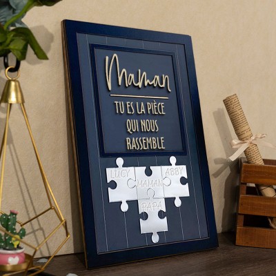Signe de puzzle de maman personnalisé avec pièce de nom qui nous maintient ensemble pour le cadeau de la fête des mères