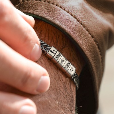 Bracelet personnalisé pour homme avec perles personnalisées, cadeau pour papa, mari, petit ami