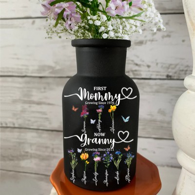 Vase à fleurs de naissance personnalisé pour première maman maintenant grand-mère, idées cadeaux de Noël