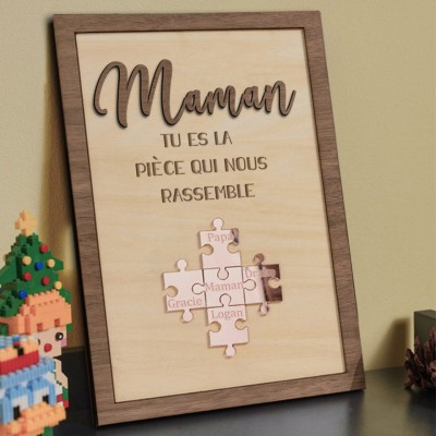 Panneau de puzzle personnalisé pour maman avec pièce de nom qui nous maintient ensemble pour des idées de cadeaux pour la fête des mères