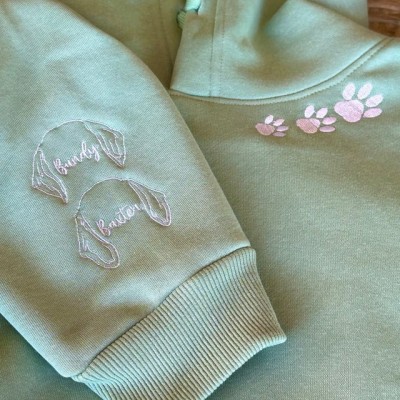 Sweat à capuche brodé personnalisé pour animaux de compagnie avec contour d’oreille de chien et nom pour les cadeaux d’amoureux des animaux de compagnie