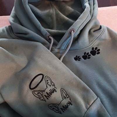 Sweat à capuche brodé personnalisé pour animaux de compagnie avec contour d’oreille de chien et nom pour les cadeaux d’amoureux des animaux de compagnie