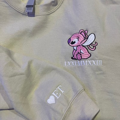 Personnalisé brodé couple beaux personnages chiffres romains sweat-shirt pour le cadeau de la Saint-Valentin