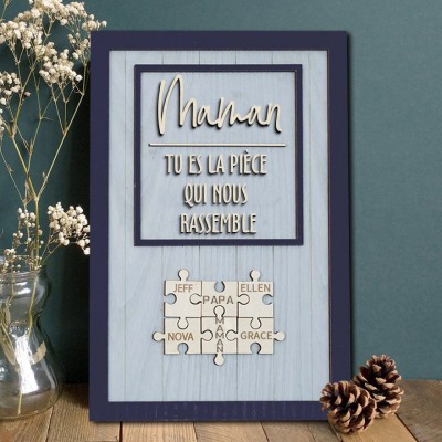 Panneau de puzzle personnalisé pour maman Panneau en bois unique pour cadeau de fête des mères