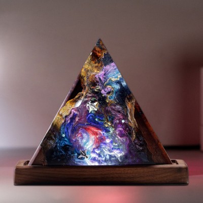 Lampe d’art en bois de résine de galaxie spatiale