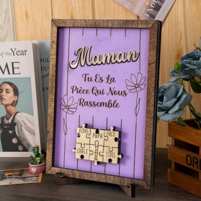 Panneau de puzzle personnalisé pour maman Panneau en bois unique pour cadeau de fête des mères