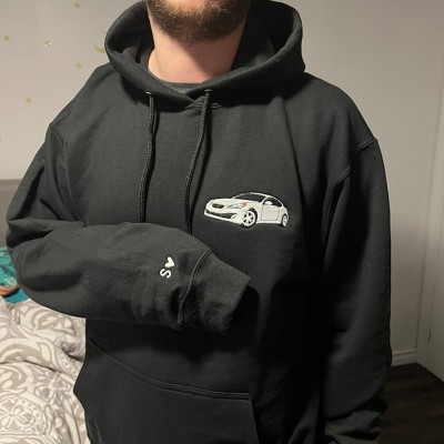 Sweat à capuche personnalisé avec photo de voiture brodée pour papa et homme, cadeau pour amoureux des voitures