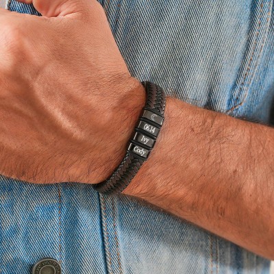Bracelet personnalisé pour homme avec perles pour cadeaux pour petit ami, mari, papa