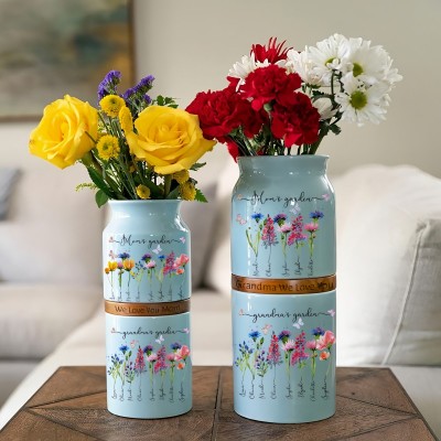 Vase de fleurs de naissance personnalisé du jardin de Gigi avec le nom des enfants pour le jour de Noël idées cadeaux