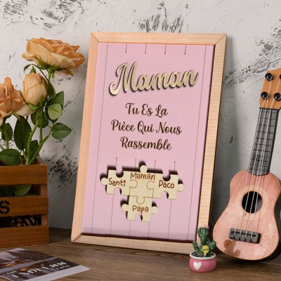 Panneau de puzzle personnalisé pour maman Panneau en bois unique pour cadeau de fête des mères